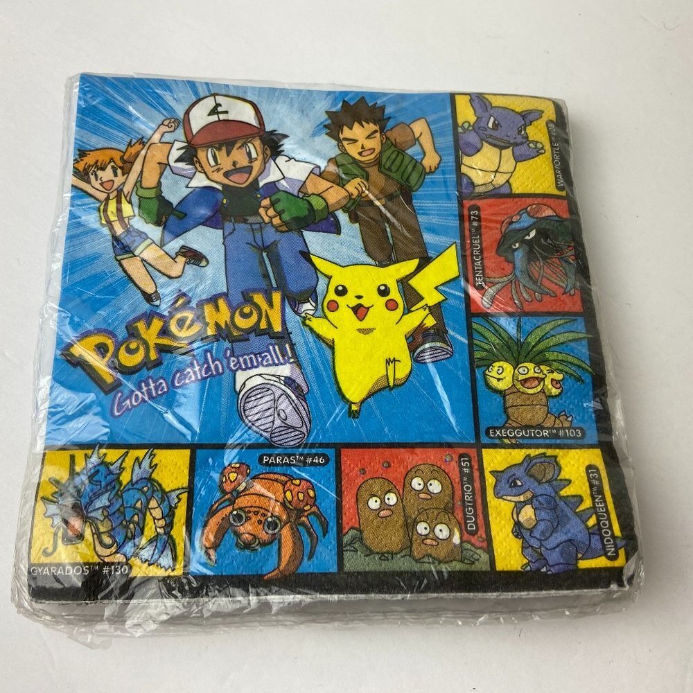 Vintage Pokemon Pikachu 16-count Kids Party Collectible Napkins